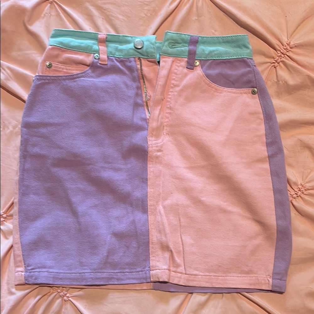 Lazy Oaf Pink and Purple Pencil Skirt Casual Resort Wear